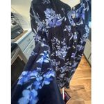 Aria  WARM FUZZY BLUE ROSE FLORAL 3/4 BUTTON NECK NIGHTGOWN WOMENS MEDIUM Photo 5