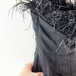 LPA  Aurora Ostrich Feather Strapless Midi Cocktail Dress Black Small Photo 10