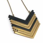 Madewell  Chevron Necklace Gold Tone and Black Adjustable Slider 36 Inch Photo 8