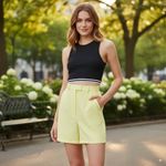 The Fifth Label Brighten High Waist Cargo Short in Lemon Yellow Size Small NWT Photo 1