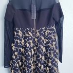 Mary D'aloia Black Long Sleeve Mesh Embroidered Applique Dress Size 4 Photo 8