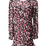VICI  X Fate Black Pink Floral Long Sleeve Ruched Mini Dress, Sz M Photo 2