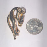 Vintage Gold Tone Retro Boho CZ Rhinestone Panther Brooch Photo 2