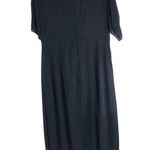 SheIn Curve Black Maxi Dress Short Sleeve V-Neck Flowy Sheer Overlay 1XL Photo 2