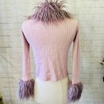 Boutique NEW Pink/Purple Knit Fur Sweater Photo 6