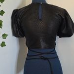 Meraki Black Faux Snakeskin Crop Top Puffy Sleeves Size M Photo 5