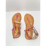 GBG Los Angeles T Strap Sandals Size 6 Pink‎ Gold Logo Ankle Strap Pink Photo 3
