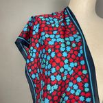 Vintage Long Scarf Floral‎ Pattern Print Blue Red Rectangle Retro Raw Edge 11x54 Photo 3