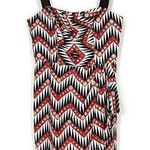 Milly of New York V-Neck Chevron Geo Silk Sheath Midi Dress Size 8 Faux Wrap Photo 0