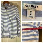 Old Navy  Top Womens Medium Blue Striped Oxford Popover Tunic Coastal Preppy Photo 1