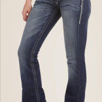 Ariat  REAL Mid Rise Stretch Entwined Boot Cut Jean Size 30S Short Marine Western Photo 0
