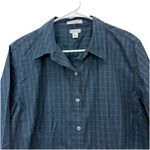 LL Bean Plaid Wrinkle Free Pinpoint Oxford 3/4‎ Sleeve Button Up Shirt LARGE Photo 2