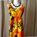 Vintage 70s Pomaré Tahiti Orange Yellow Hibiscus Maxi Dress XS Honolulu Photo 1