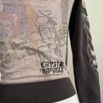 CRYSTAL ROCK XS Y2K Ed Hardy Zip Up Hoodie Brown Tattoo Sequin Rhinestone Skull Photo 3
