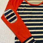 Old Navy Blue and White Striped Long Sleeve Tee with Coral Sleeves Size XL Photo 1