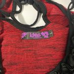 Red and Black Stretchy Striped Halter Light Mini Dress Women’s Large Photo 3