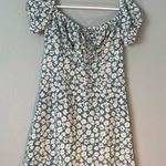 Zaful Blue and White Puff Sleeve Off-Shoulder Mini Dress Photo 0