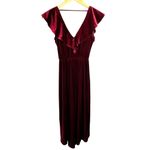 AQUA NWT  Zinfandel Deep Wine Red Stretch Velvet Ruffled Dress Size Small Photo 4