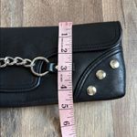 Necessary Objects  Black Leather Folder Clutch Bag Magnetic Closure Black Silver Photo 12