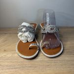Yellow Box Sandals 8.5 Silver Rhinestone Toe Ring Flat Sandals Diamond Sparkle Photo 4