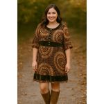 Theme Velvet Boho Print Mini Dress Women's Size L Retro Festival Style Size L Photo 8