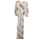 ZARA Wrinkle Effect Satin Maxi Kaftan Dress Ecru Sage Green Size S NWT Photo 6
