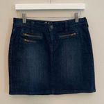 Old Navy Dark Denim Mini Skirt Zippers Size 2  Stretch Fit Low Rise Cowgirl Punk Photo 0