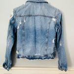 ZARA Distressed Denim Medium Wash Classic Jean Jacket Size Medium Photo 5