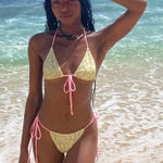 Motel  Rocks Paisley Yellow Pink Binding Bikini Set Photo 0