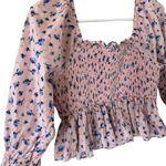 English Factory Floral Print Smocked Ruffle Top Photo 2