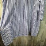 Foxcroft Size 18 Linen Purple & White Stripe Hidden Button Front Shirt Top Photo 10