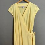 Athleta Newport Wrap Dress Size 1X Lunaria Yellow Stripe Tie Lightweight Summer Photo 14