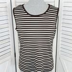 Covington Striped Ribbed Knit Tank Top Brown White Medium Stretchy Photo 0