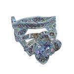 NEW flower fashion ring w/leaf wedding band set 7 Photo 2