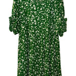 easel Mini Dress Short Sleeve Green and White Floral Size Small Boho Flowy Photo 0