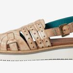 NEW Beds Stu ROAN Crest Sandals Wedge Distressed Leather Pecan Womens Size 7 Tan Photo 4