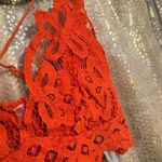 Free People One Adella Orange Longline Lace Smocked Bralette M Photo 3
