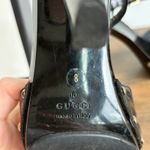 Gucci Sand Pelle Sz 8 Black Patent Leather Horsebit Heels Sandals COA BOX Auth Photo 11