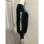 Etam Paris Black Blue Printed Wool Blend Pullover Sweater Crewneck Size 6 Photo 3