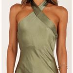 Petal and Pup  NWOT Olive Green Satin Grasie Midi Dress M US 10 Photo 7