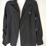 Ralph Lauren Lauren  Black Cotton Open Front‎ Layer Blouse Women's Petite Small Photo 0