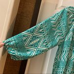 Everly  Green/Teal Print Scoop Neck 3/4 Sleeve Blouse M Photo 3