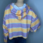 Zaful NWT Striped Cropped Hoodie Shirt Lavender and Yellow Size XL Photo 6