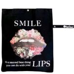 Excused Bag Smile… Lips Reusable Tote Black Photo 0