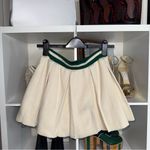 ZARA  Womens Small Ivory Pleated Knit Mini Skirt with Green Striped Waistband NWT Photo 1