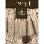 Very J Womens Large Gray Mid Button Down Rayon Blouse Sheer and Sexy Photo 5