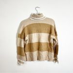 J.Crew NWT. Striped Turtleneck Sweater in Supersoft Yarn Small Tan Brown Stripe Photo 1