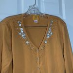 Ruby Rd . Orange V Neck Button Front 3/4 Sleeve Cardigan L Photo 3