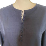 Tom and Linda Platt Dress Silk Button Up Sheath Shift Dress, Navy, Size Medium Photo 3