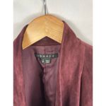 Theory Kanya Galatia Burgundy Wine Lamb Suede Drape Front Crop Jacket Size P Photo 3